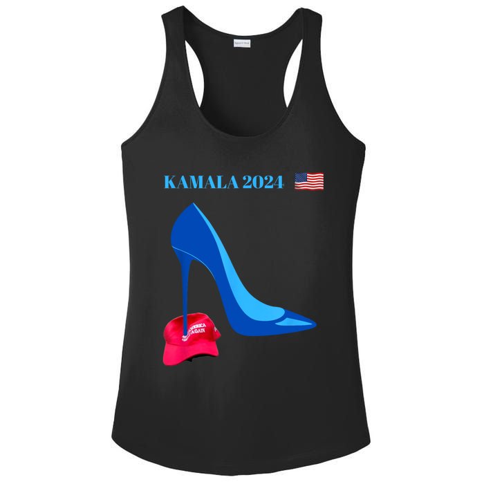 Kamala Harris For President 2024 High Heel Crushed Maga Hat Ladies PosiCharge Competitor Racerback Tank