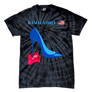 Kamala Harris For President 2024 High Heel Crushed Maga Hat Tie-Dye T-Shirt