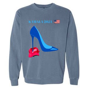 Kamala Harris For President 2024 High Heel Crushed Maga Hat Garment-Dyed Sweatshirt