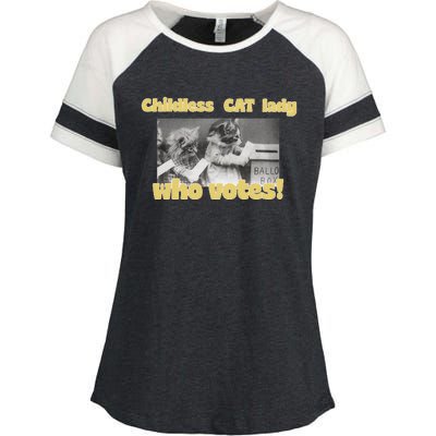 Kamala Harris Funny Childless Cat Lady Voting 2024 Enza Ladies Jersey Colorblock Tee