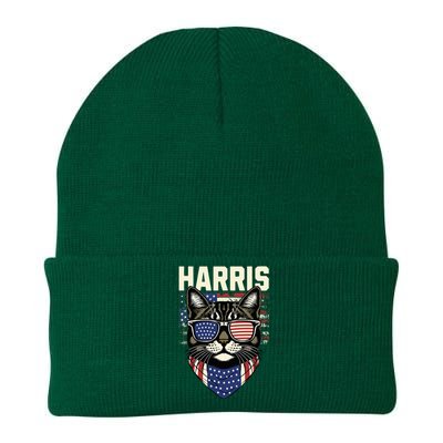 Kamala Harris For President 2024 Funny Cat Graphic Knit Cap Winter Beanie