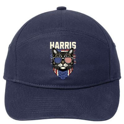 Kamala Harris For President 2024 Funny Cat Graphic 7-Panel Snapback Hat