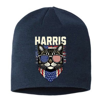 Kamala Harris For President 2024 Funny Cat Graphic Sustainable Beanie