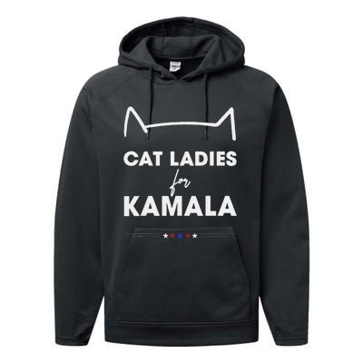 Kamala Harris For President 2024 Cute Cat Mom Cat Lover Performance Fleece Hoodie