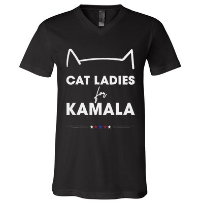 Kamala Harris For President 2024 Cute Cat Mom Cat Lover V-Neck T-Shirt