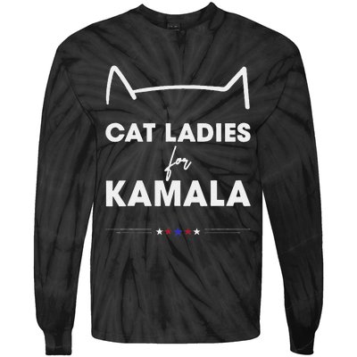 Kamala Harris For President 2024 Cute Cat Mom Cat Lover Tie-Dye Long Sleeve Shirt