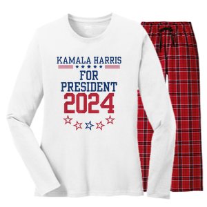 Kamala Harris For President 2024 Women's Long Sleeve Flannel Pajama Set 