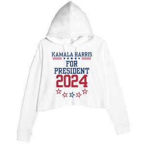 Kamala Harris For President 2024 Crop Fleece Hoodie