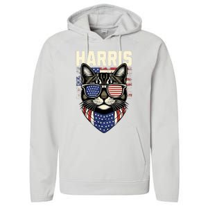 Kamala Harris For President 2024 Funny Cat Lady Graphic Performance Fleece Hoodie