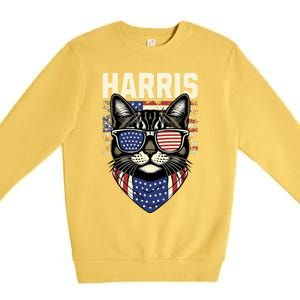 Kamala Harris For President 2024 Funny Cat Lady Graphic Premium Crewneck Sweatshirt