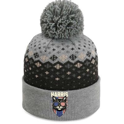 Kamala Harris For President 2024 Funny Cat Lady Graphic The Baniff Cuffed Pom Beanie