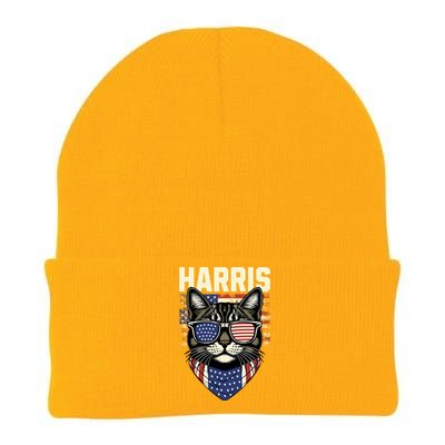 Kamala Harris For President 2024 Funny Cat Lady Graphic Knit Cap Winter Beanie