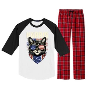 Kamala Harris For President 2024 Funny Cat Lady Graphic Raglan Sleeve Pajama Set