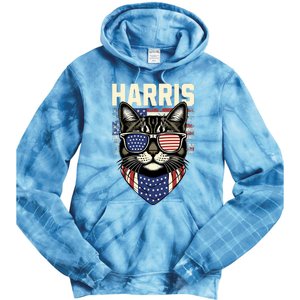 Kamala Harris For President 2024 Funny Cat Lady Graphic Tie Dye Hoodie