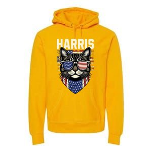 Kamala Harris For President 2024 Funny Cat Lady Graphic Premium Hoodie