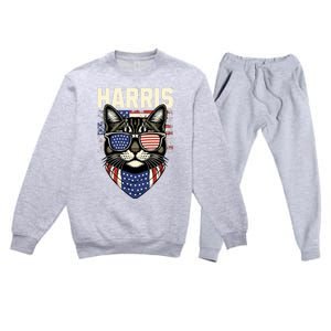 Kamala Harris For President 2024 Funny Cat Lady Graphic Premium Crewneck Sweatsuit Set