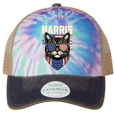 Kamala Harris For President 2024 Funny Cat Lady Graphic Legacy Tie Dye Trucker Hat