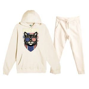 Kamala Harris For President 2024 Funny Cat Lady Graphic Premium Hooded Sweatsuit Set