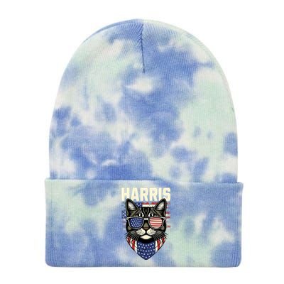 Kamala Harris For President 2024 Funny Cat Lady Graphic Tie Dye 12in Knit Beanie