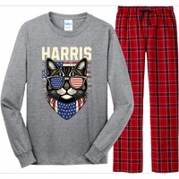 Kamala Harris For President 2024 Funny Cat Lady Graphic Long Sleeve Pajama Set