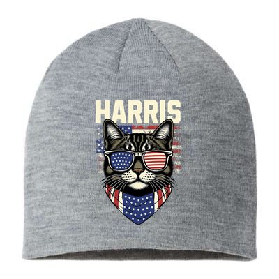 Kamala Harris For President 2024 Funny Cat Lady Graphic Sustainable Beanie