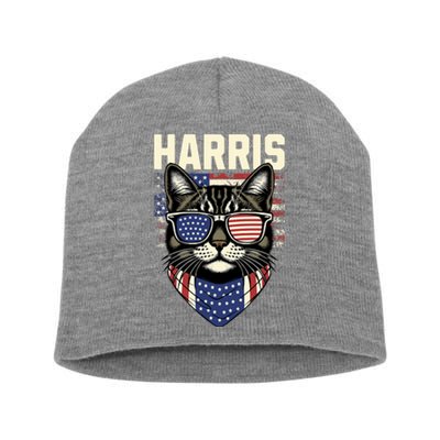 Kamala Harris For President 2024 Funny Cat Lady Graphic Short Acrylic Beanie