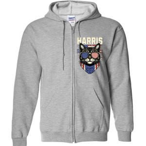 Kamala Harris For President 2024 Funny Cat Lady Graphic Full Zip Hoodie