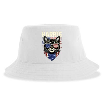 Kamala Harris For President 2024 Funny Cat Lady Graphic Sustainable Bucket Hat