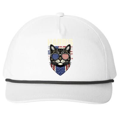 Kamala Harris For President 2024 Funny Cat Lady Graphic Snapback Five-Panel Rope Hat