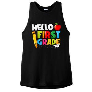 Kid Hello First Grade 1st Day Of School Teacher Ladies PosiCharge Tri-Blend Wicking Tank