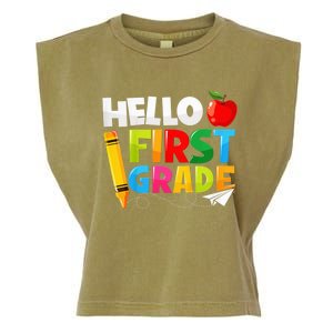 Kid Hello First Grade 1st Day Of School Teacher Garment-Dyed Women's Muscle Tee