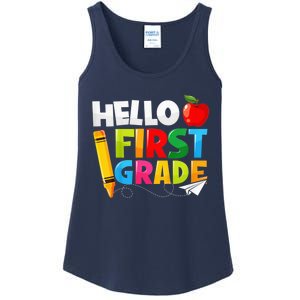 Kid Hello First Grade 1st Day Of School Teacher Ladies Essential Tank