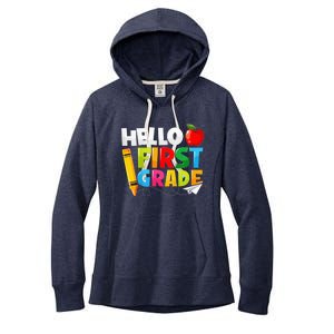 Kid Hello First Grade 1st Day Of School Teacher Women's Fleece Hoodie