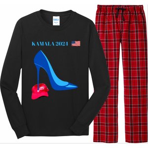 Kamala Harris For President 2024 High Heel Crushed Maga Hat Long Sleeve Pajama Set