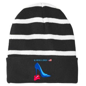 Kamala Harris For President 2024 High Heel Crushed Maga Hat Striped Beanie with Solid Band