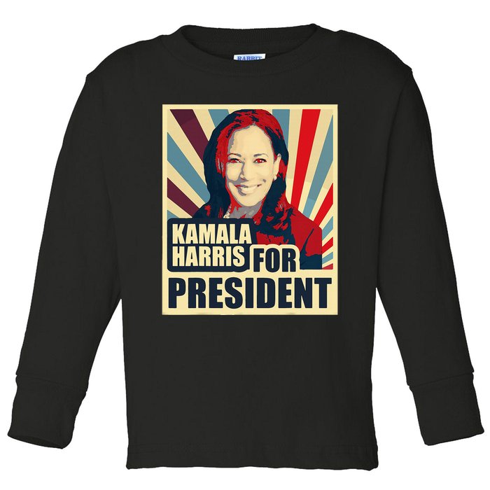 Kamala Harris For President 2024 Democrats Toddler Long Sleeve Shirt