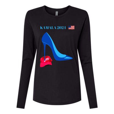 Kamala Harris For President 2024 High Heel Crushed Maga Hat Womens Cotton Relaxed Long Sleeve T-Shirt