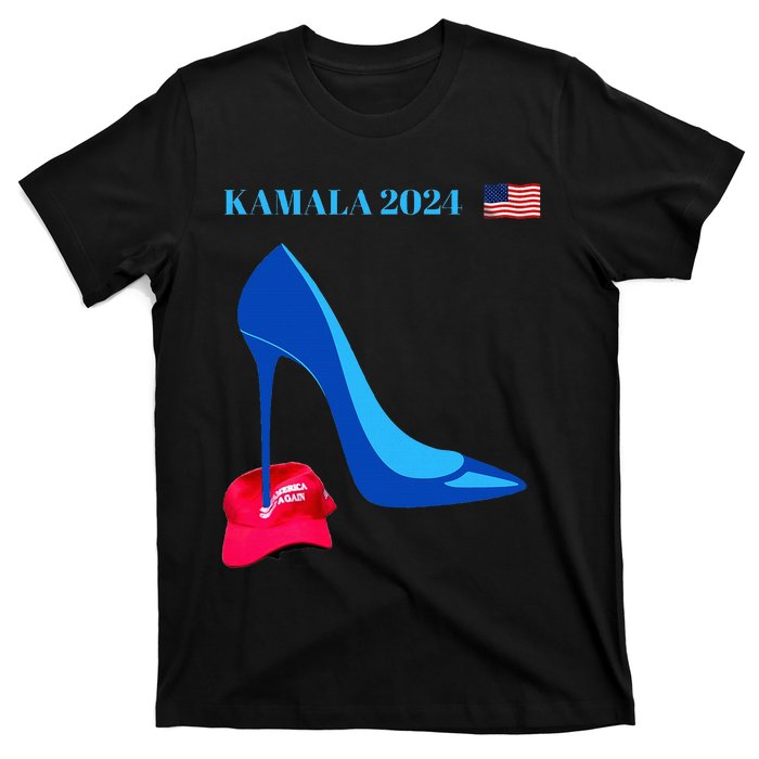 Kamala Harris For President 2024 High Heel Crushed Maga Hat T-Shirt