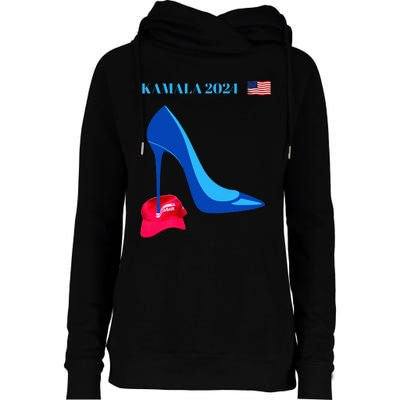 Kamala Harris For President 2024 High Heel Crushed Maga Hat Womens Funnel Neck Pullover Hood