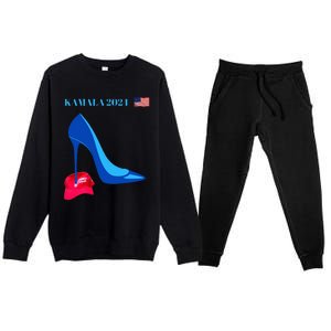 Kamala Harris For President 2024 High Heel Crushed Maga Hat Premium Crewneck Sweatsuit Set