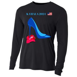 Kamala Harris For President 2024 High Heel Crushed Maga Hat Cooling Performance Long Sleeve Crew