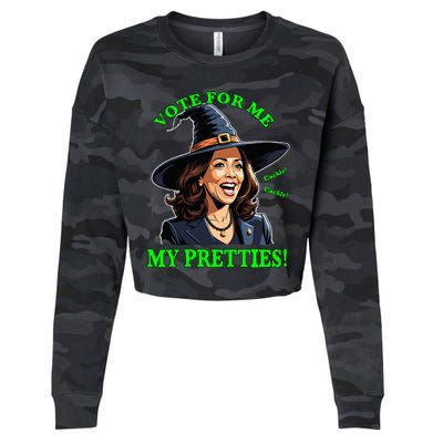 Kamala Harris Friendly Witch Vote Cackle Funny Election 2024 Cropped Pullover Crew