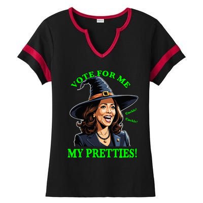 Kamala Harris Friendly Witch Vote Cackle Funny Election 2024 Ladies Halftime Notch Neck Tee