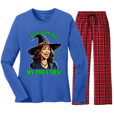 Kamala Harris Friendly Witch Vote Cackle Funny Election 2024 Women's Long Sleeve Flannel Pajama Set 