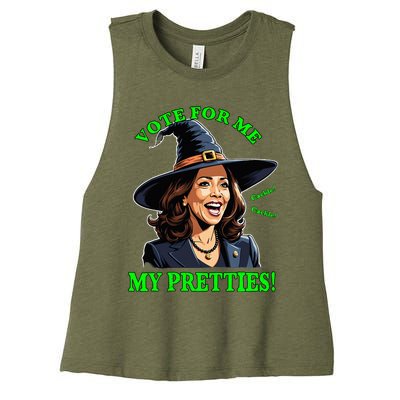 Kamala Harris Friendly Witch Vote Cackle Funny Election 2024 Women's Racerback Cropped Tank