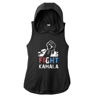 Kamala Harris Fight For America 2024 Ladies PosiCharge Tri-Blend Wicking Draft Hoodie Tank