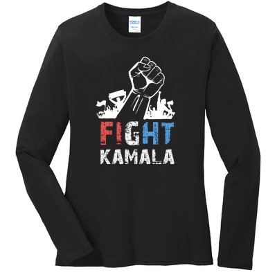 Kamala Harris Fight For America 2024 Ladies Long Sleeve Shirt