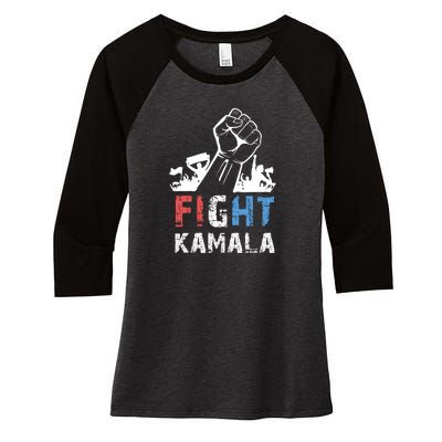 Kamala Harris Fight For America 2024 Women's Tri-Blend 3/4-Sleeve Raglan Shirt