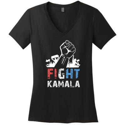 Kamala Harris Fight For America 2024 Women's V-Neck T-Shirt