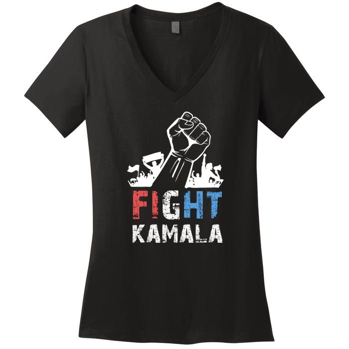 Kamala Harris Fight For America 2024 Women's V-Neck T-Shirt